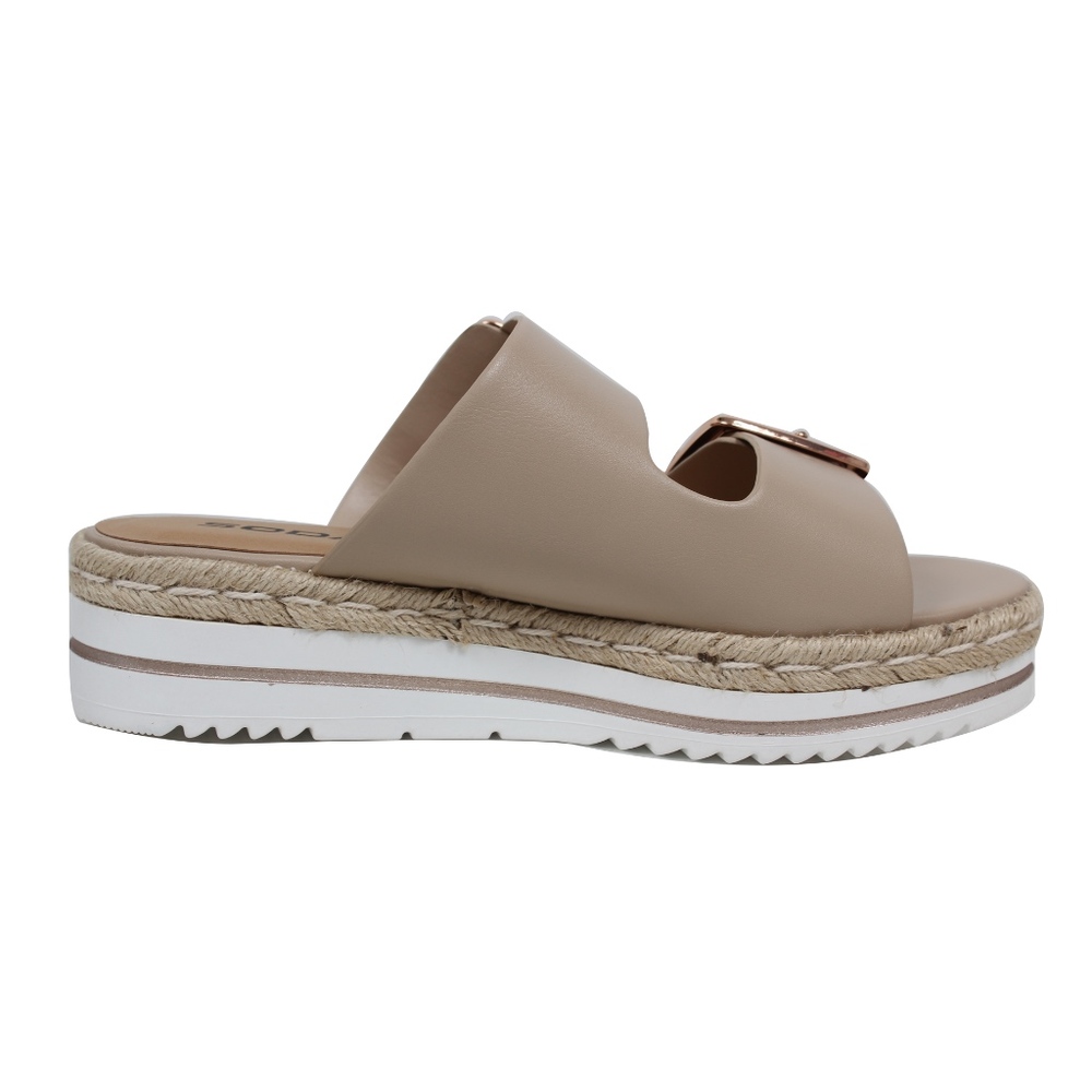 Size 8.5 Natural Open Double Buckle Espadrille - Picture 4 of 6